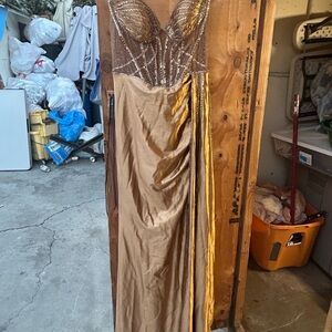 Strapless Gold Evening Dress